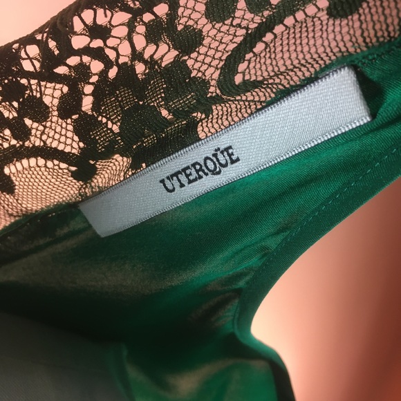 Uterque Emerald Silk and Lace Nightgown / Slip / Slipdress - Medium - Picture 12 of 15